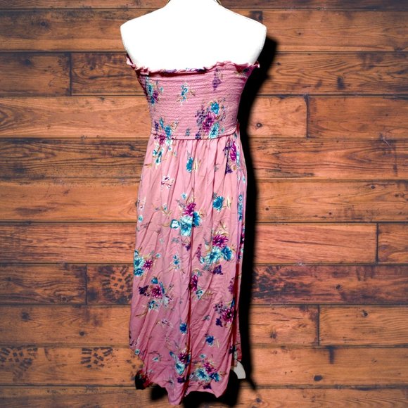 Strapless Pink Floral Maxi Dress with Pockets! - Picture 3 of 5